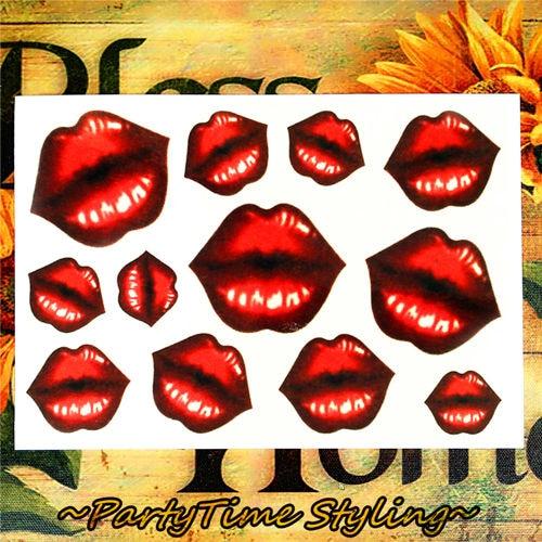 Nu-TATY Sexy Red Lips Temporary Tattoo Body Art Flash Tattoo Stickers 17*10cm Waterproof Fake Tatoo Car Styling Wall Sticker