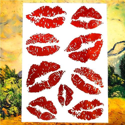 Nu-TATY Sexy Red Lips Temporary Tattoo Body Art Flash Tattoo Stickers 17*10cm Waterproof Fake Tatoo Car Styling Wall Sticker
