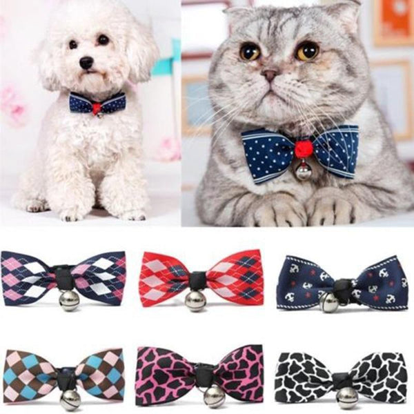 Lacontrie Hot Sales Multi Colors Lovely Bow Cats Dog Tie Dogs Bowtie Collar Pet Supplies Bell Necktie Collar 1Pcs