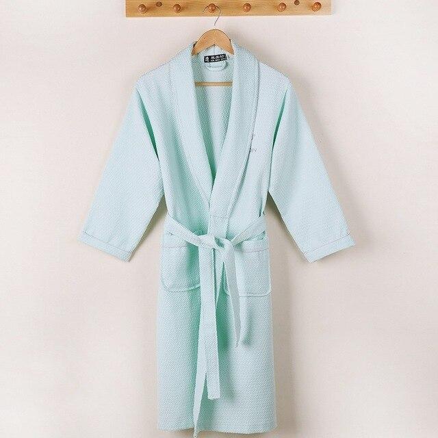 Waffle bathrobe men women cotton terry  XL men's robe nightgown ladies sleepwear long soft home hotel spring summer
