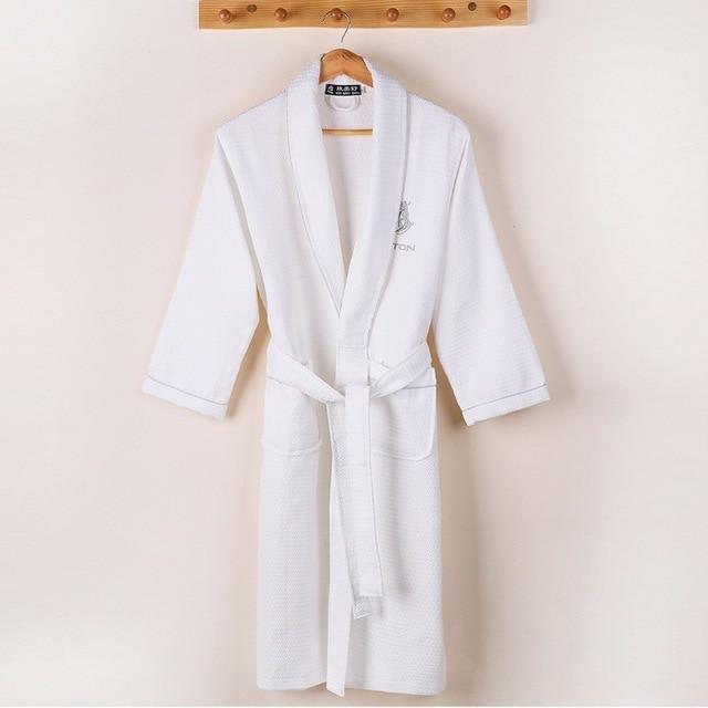 Waffle bathrobe men women cotton terry  XL men's robe nightgown ladies sleepwear long soft home hotel spring summer