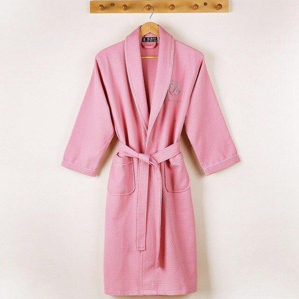 Waffle bathrobe men women cotton terry  XL men's robe nightgown ladies sleepwear long soft home hotel spring summer