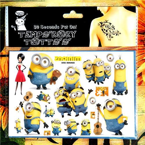 SHNAPIGN minions Children Cartoon Temporary Tattoos Sticker Fashion Summer Style Elsa Waterproof Girls Kids Boys Hot Sell Small
