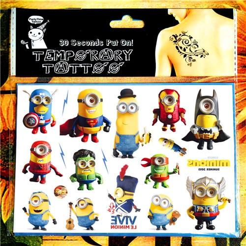 SHNAPIGN minions Children Cartoon Temporary Tattoos Sticker Fashion Summer Style Elsa Waterproof Girls Kids Boys Hot Sell Small