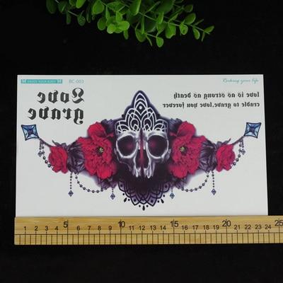 1sheet Chest Flash Tattoo 23models large flower shoulder arm Sternum tattoos henna body/back paint Under breast skull Black Fire