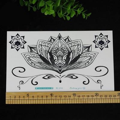 1sheet Chest Flash Tattoo 23models large flower shoulder arm Sternum tattoos henna body/back paint Under breast skull Black Fire