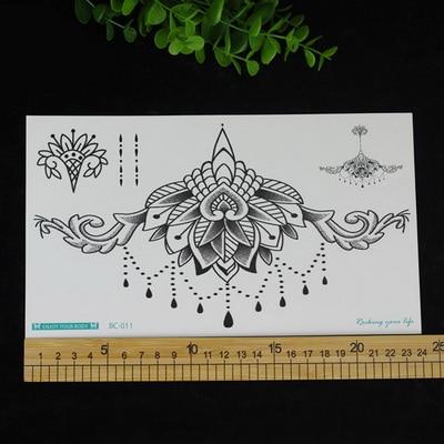 1sheet Chest Flash Tattoo 23models large flower shoulder arm Sternum tattoos henna body/back paint Under breast skull Black Fire