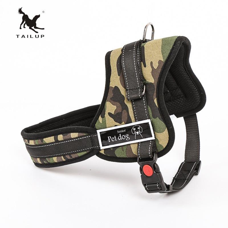 TAILUP Luxury Collar For Large Dogs Reflective Police K9 Soft Harness Vest Pet Shop Dog Accessories S-2XL
