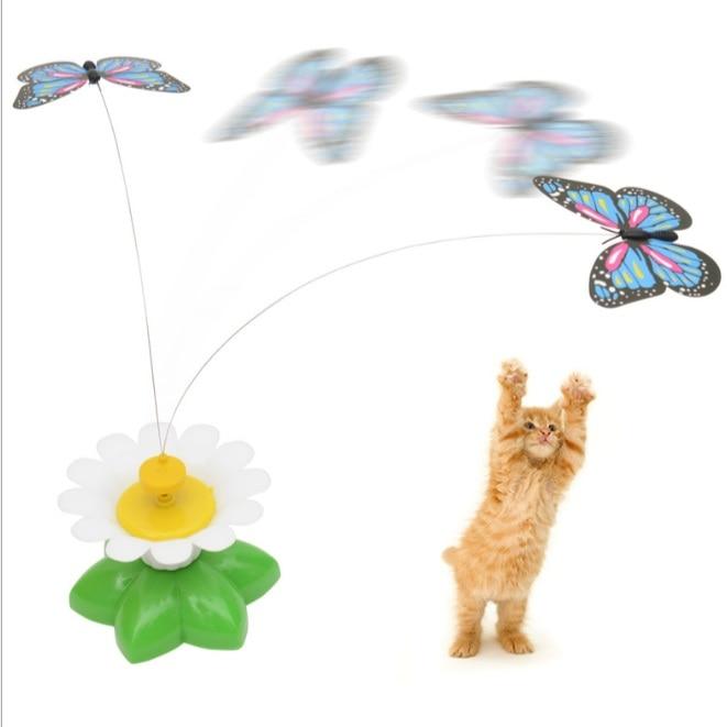 Newest Funny Pet Cat Toys Kitten Play Toy Electric Rotating Butterfly Bird Steel Wire Cat Teaser For Pet Kitten Toys