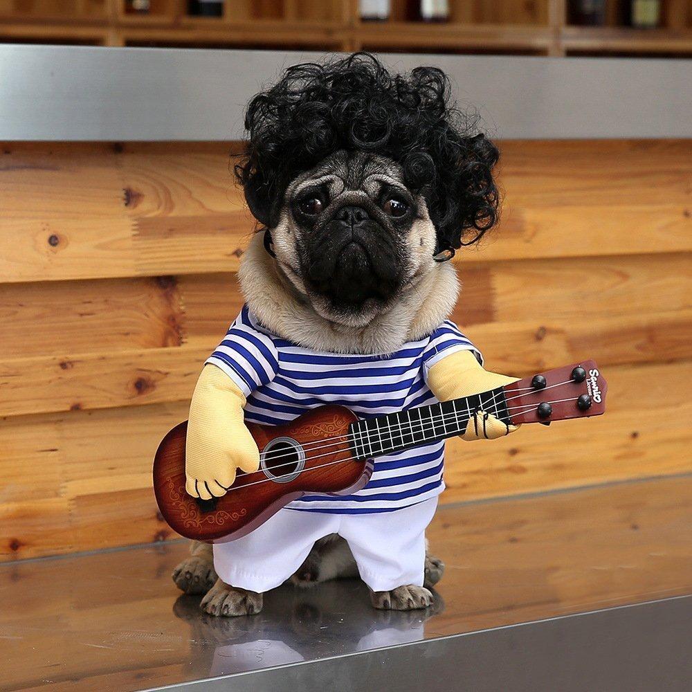 Gomaomi Dogs Play The Guitar Halloween Christmas Special Events Costume Novelty Funny Pet Party Cosplay Apparel Outfit Clothing