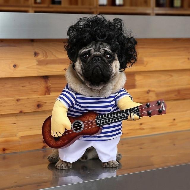 Gomaomi Dogs Play The Guitar Halloween Christmas Special Events Costume Novelty Funny Pet Party Cosplay Apparel Outfit Clothing