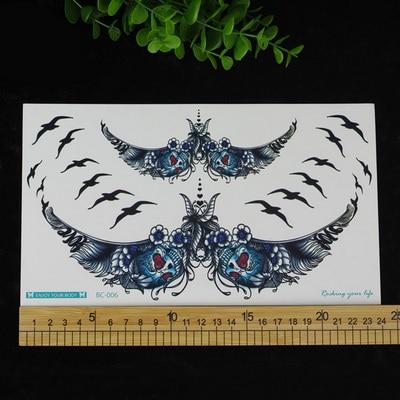 1pc Chest Flash Tattoo 23models large black magical flower Sternum tattoos body paint necklace Under breast 24*13.8cm cool girls