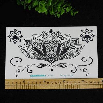 1pc Chest Flash Tattoo 23models large black magical flower Sternum tattoos body paint necklace Under breast 24*13.8cm cool girls