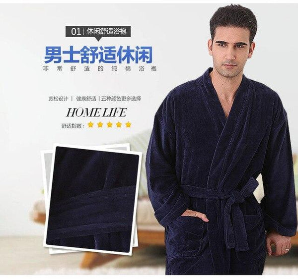 none collar bathrobe man XXXL very big plus size terry cotton no collor bathrobe