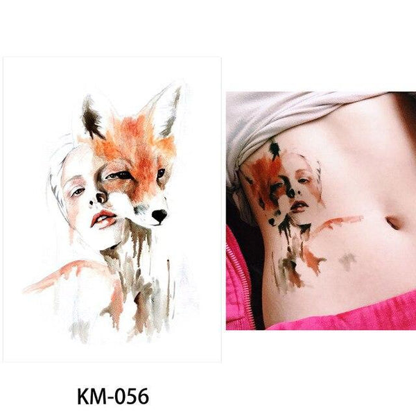 New Arrival 1 Sheet Temporary Tattoo Sticker KM-056 Flower Arm Body Art Waterproof Tattoo Beauty Fox Women Coquette Decal Design