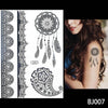 1PC Fashion Flash Waterproof  Tattoo Women Black Ink Henna Jewel Sexy Lace BJ019 Flower Pendant Wed Henna Temporary Tattoo Stick