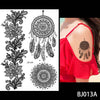 1PC Fashion Flash Waterproof  Tattoo Women Black Ink Henna Jewel Sexy Lace BJ019 Flower Pendant Wed Henna Temporary Tattoo Stick