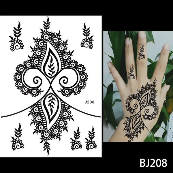 1PC Fashion Flash Waterproof  Tattoo Women Black Ink Henna Jewel Sexy Lace BJ019 Flower Pendant Wed Henna Temporary Tattoo Stick