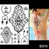 1PC Fashion Flash Waterproof  Tattoo Women Black Ink Henna Jewel Sexy Lace BJ019 Flower Pendant Wed Henna Temporary Tattoo Stick