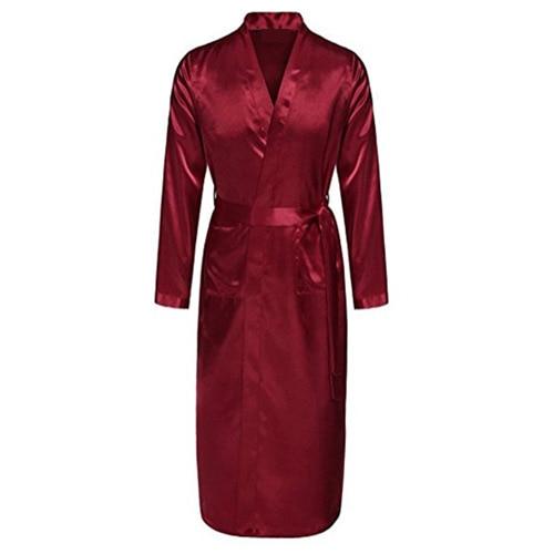 Chinese Men's Navy Blue Satin Robe With Belt Kimono Bathrobe Gown Nightgown Sleepwear Home Leisure Pajamas S M L XL XXL 20701