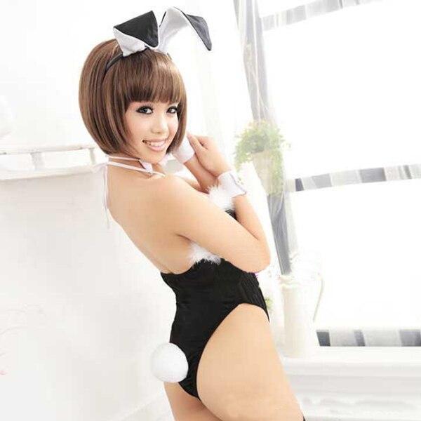 Sexy Lingerie Bunny Dress 4 Pcs Set Cosplay Nightwear Uniform Fancy H34