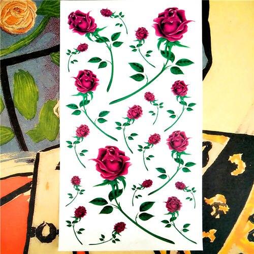 Nu-TATY Rose Chain Temporary Tattoo Body Art Arm Flash Tattoo Stickers 17*10cm Waterproof Fake Henna Painless Tattoo Sticker