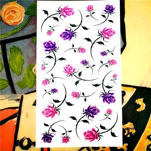 Nu-TATY Rose Chain Temporary Tattoo Body Art Arm Flash Tattoo Stickers 17*10cm Waterproof Fake Henna Painless Tattoo Sticker