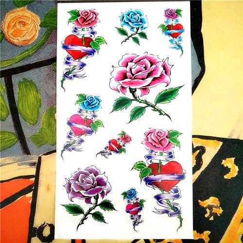 Nu-TATY Rose Chain Temporary Tattoo Body Art Arm Flash Tattoo Stickers 17*10cm Waterproof Fake Henna Painless Tattoo Sticker