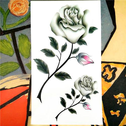 Nu-TATY Rose Chain Temporary Tattoo Body Art Arm Flash Tattoo Stickers 17*10cm Waterproof Fake Henna Painless Tattoo Sticker