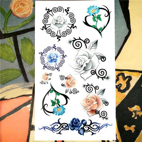 Nu-TATY Rose Chain Temporary Tattoo Body Art Arm Flash Tattoo Stickers 17*10cm Waterproof Fake Henna Painless Tattoo Sticker