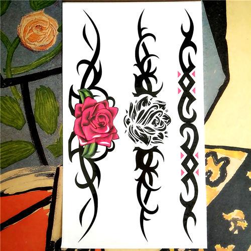 Nu-TATY Rose Chain Temporary Tattoo Body Art Arm Flash Tattoo Stickers 17*10cm Waterproof Fake Henna Painless Tattoo Sticker