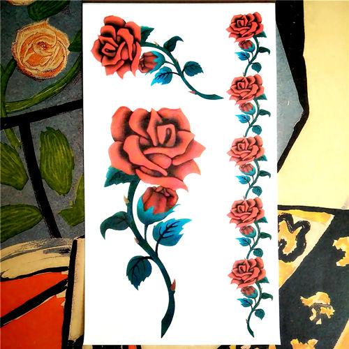 Nu-TATY Rose Chain Temporary Tattoo Body Art Arm Flash Tattoo Stickers 17*10cm Waterproof Fake Henna Painless Tattoo Sticker