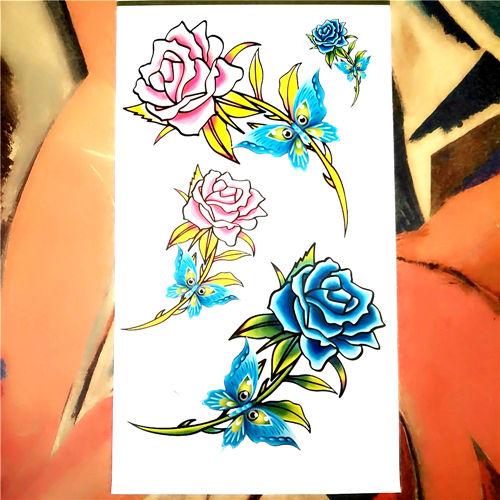Nu-TATY Rose Chain Temporary Tattoo Body Art Arm Flash Tattoo Stickers 17*10cm Waterproof Fake Henna Painless Tattoo Sticker