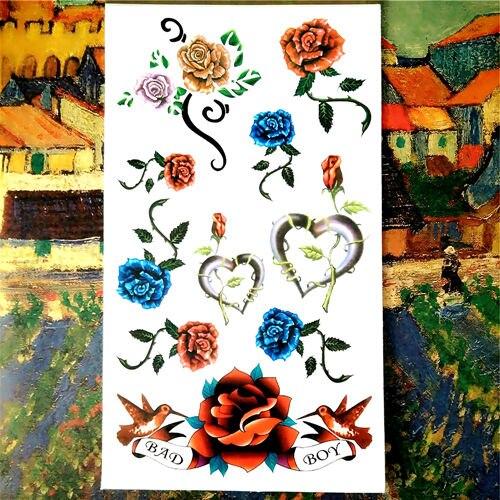 Nu-TATY Rose Chain Temporary Tattoo Body Art Arm Flash Tattoo Stickers 17*10cm Waterproof Fake Henna Painless Tattoo Sticker