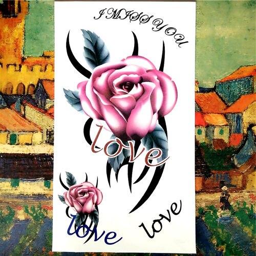 Nu-TATY Rose Chain Temporary Tattoo Body Art Arm Flash Tattoo Stickers 17*10cm Waterproof Fake Henna Painless Tattoo Sticker
