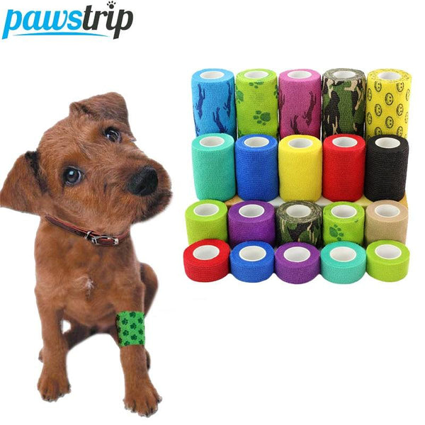 1Roll Flexible Cohesive Pet Bandage Medical Elastic Bandage Vet Tape Wrap 4 Size