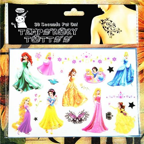 SHNAPIGN Cinderella Snow White Mermaid Child Temporary Flash Tattoo Body Art Sticker 17*10cm Tatoo painless Henna selfie