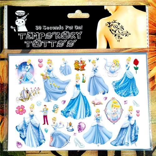 SHNAPIGN Cinderella Snow White Mermaid Child Temporary Flash Tattoo Body Art Sticker 17*10cm Tatoo painless Henna selfie