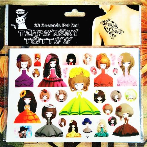 SHNAPIGN Cinderella Snow White Mermaid Child Temporary Flash Tattoo Body Art Sticker 17*10cm Tatoo painless Henna selfie