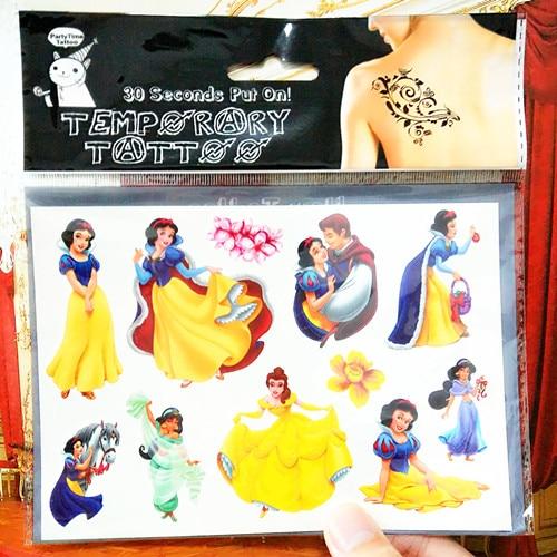 SHNAPIGN Cinderella Snow White Mermaid Child Temporary Flash Tattoo Body Art Sticker 17*10cm Tatoo painless Henna selfie