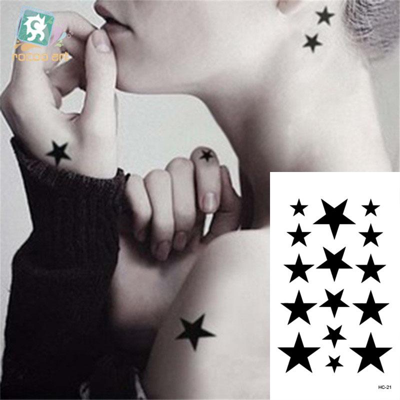 Body Art waterproof temporary tattoos paper for men women beautiful 3d black star design flash tattoo sticker HC1021