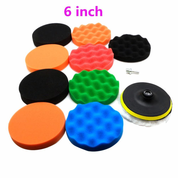 11 Pcs/Set 3/4/5/6/7 inch Buffing Sponge Polishing Pad Kit Set For Car Polisher Buffer Car Maintenance Accessories New C45