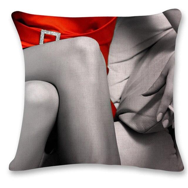 Cotton Linen  Pillow Cover Chair Seat Waist Square Decorative Big red lips character Pattern Pillowcase Home Cushion Living