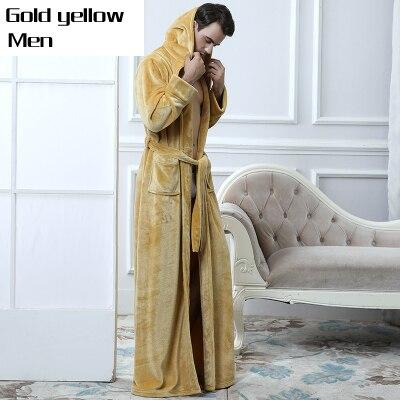 Lovers Plus Size Hooded extra Long Flannel Warm Bathrobe Men Women Thickening Winter Kimono Bath Robe Male Dressing Gown Robes