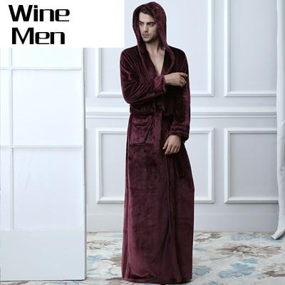 Lovers Plus Size Hooded extra Long Flannel Warm Bathrobe Men Women Thickening Winter Kimono Bath Robe Male Dressing Gown Robes