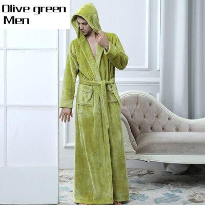 Lovers Plus Size Hooded extra Long Flannel Warm Bathrobe Men Women Thickening Winter Kimono Bath Robe Male Dressing Gown Robes