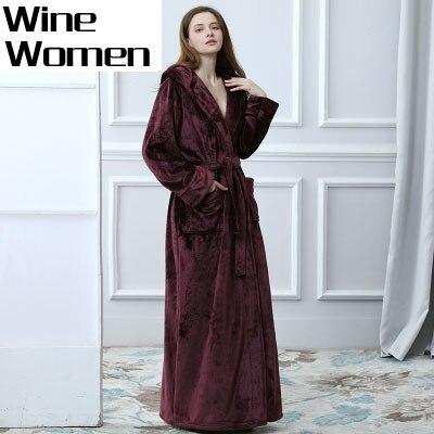 Lovers Plus Size Hooded extra Long Flannel Warm Bathrobe Men Women Thickening Winter Kimono Bath Robe Male Dressing Gown Robes