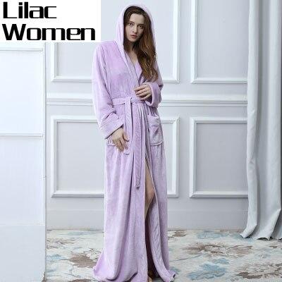 Lovers Plus Size Hooded extra Long Flannel Warm Bathrobe Men Women Thickening Winter Kimono Bath Robe Male Dressing Gown Robes