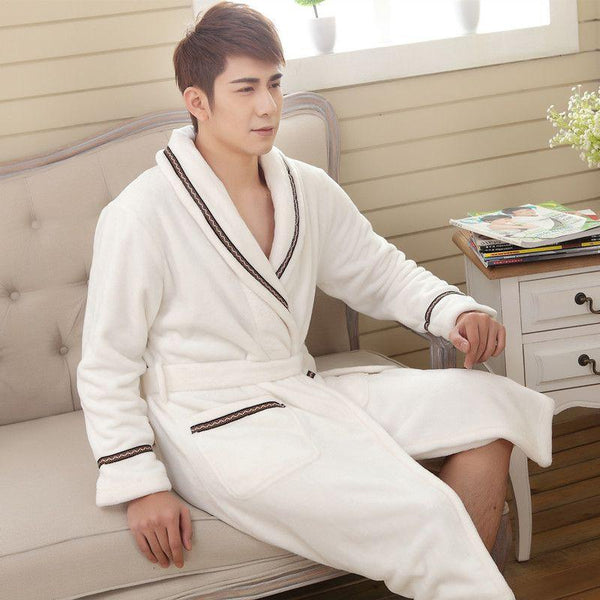 Men Flannel Pajamas Unisex 2017 New Bathrobes Couple Bath Robe Cotton High Quality Luxury Winter Thick Flannel Robes 062603