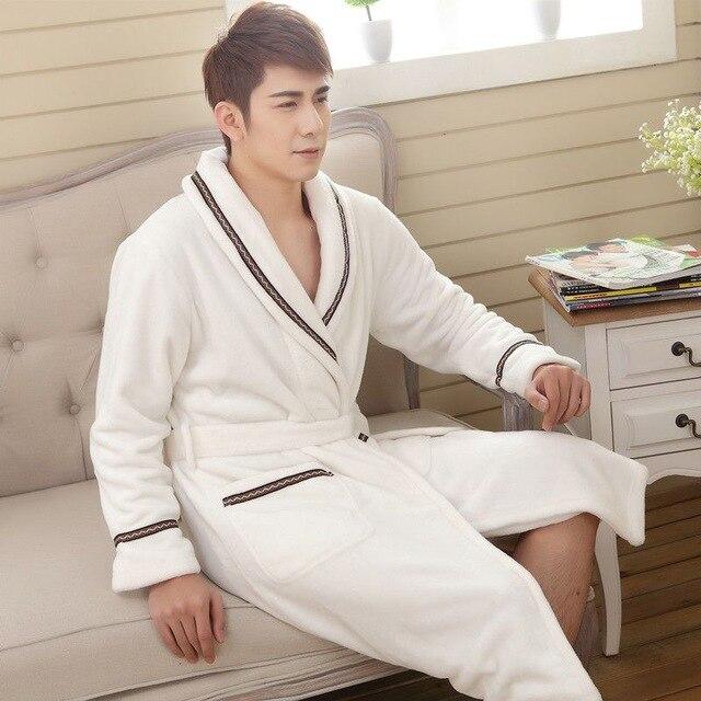 Men Flannel Pajamas Unisex 2017 New Bathrobes Couple Bath Robe Cotton High Quality Luxury Winter Thick Flannel Robes 062603